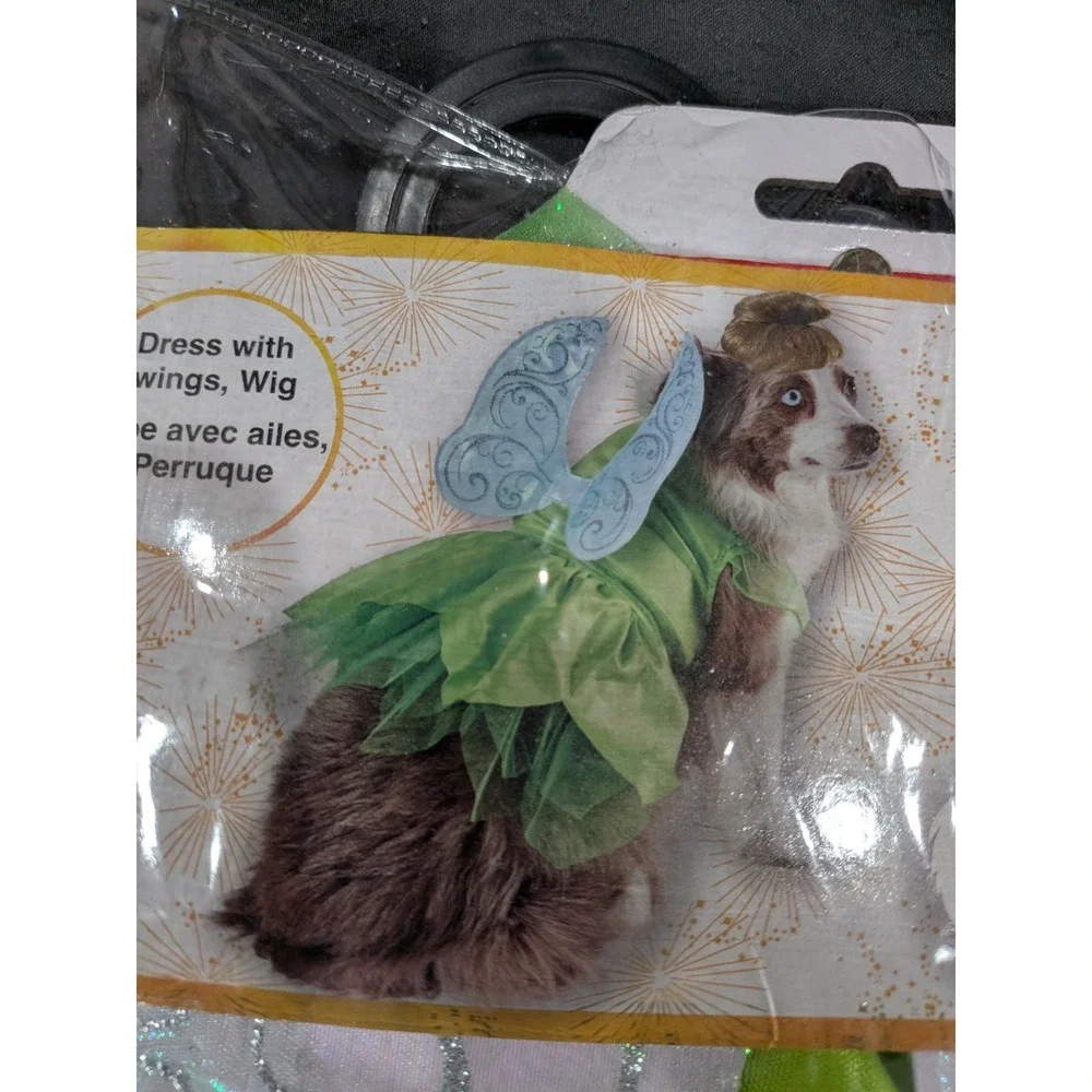 Disney Tinker Bell Pet Costume XL Green Fairy Dress Wings & Wig Rubies 202265